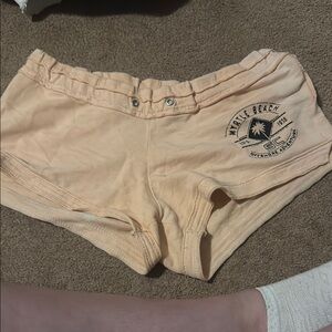 Cream Casual Cotton Blend Shorts with Elastic Waistband